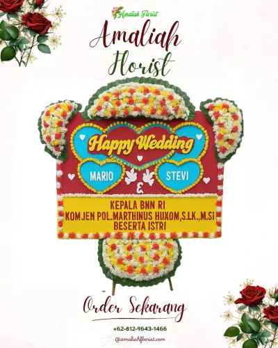 Karangan Papan Bunga Pernikahan di Nyamok